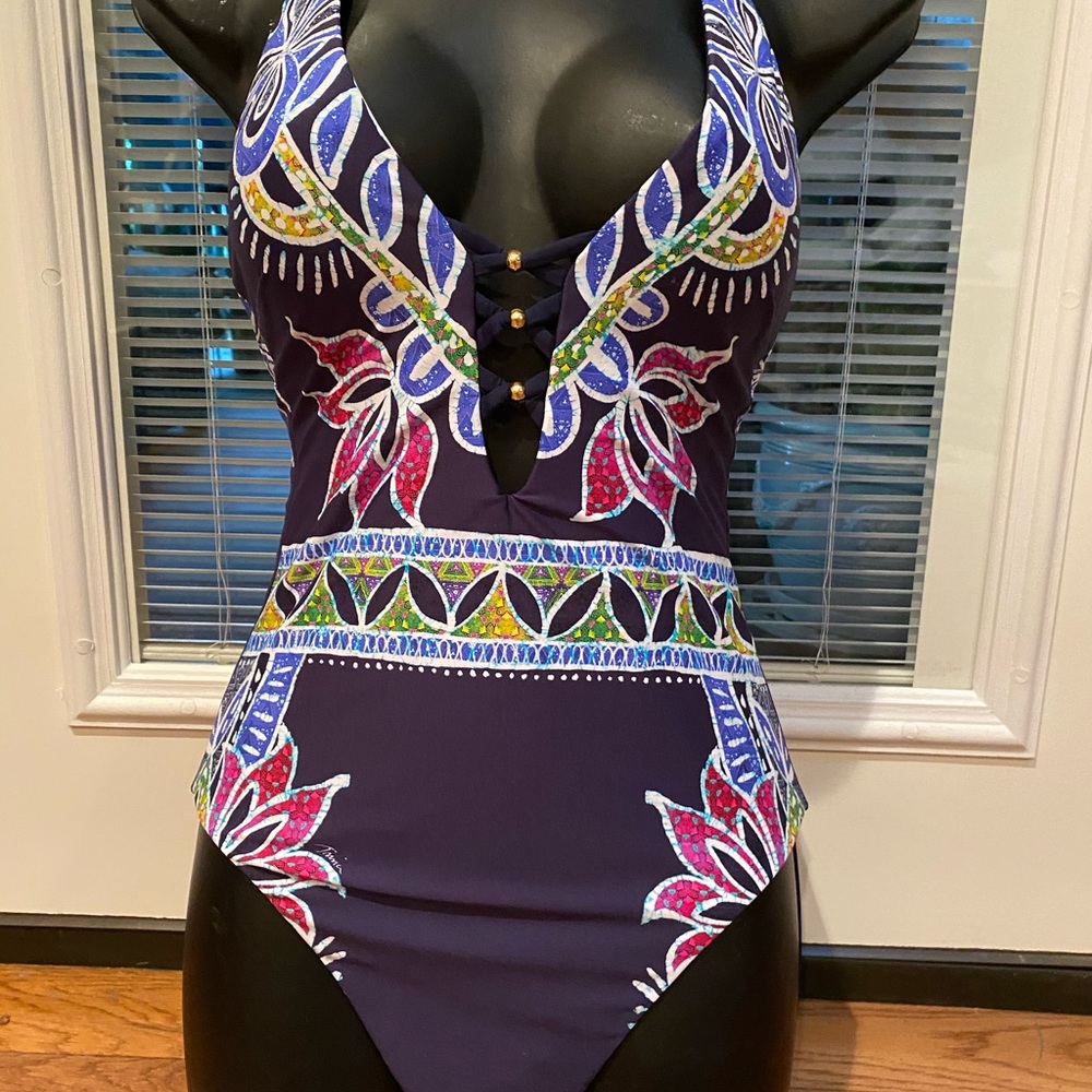 Trina Turk Lotus Batik Swimsuit Size 8.